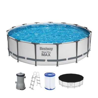 Steel Pro MAX™ Frame Pool Komplett-Set mit Filterpumpe Ø 457 x 107 cm, lichtgrau,