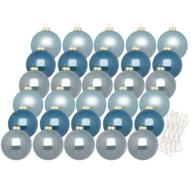 Weihnachtskugeln Elysian Blue 30 Stk 6cm + Haken