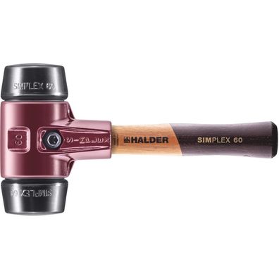 HALDER Simplex Schonhammer Ø 60 mm Gummi schwarz kurzer Stiel mit Tempergussgehäuse
