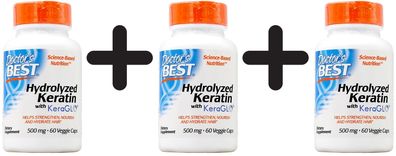 3 x Doctors Best Hydrolyzed Keratin, 500mg - 60 vcaps