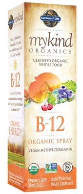 Mykind Organics B-12 Organic Spray, Raspberry - 58 ml