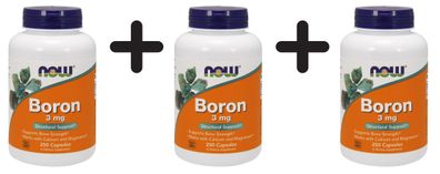 3 x NOW Foods Boron, 3mg - 250 caps