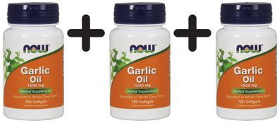 3 x NOW Foods Garlic Oil, 1500mg - 100 softgels