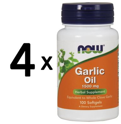 4 x NOW Foods Garlic Oil, 1500mg - 100 softgels