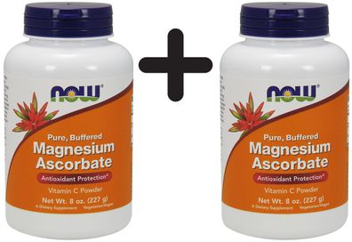 2 x NOW Foods Magnesium Ascorbate, Pure Buffered Powder - 227g