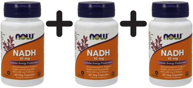 3 x NOW Foods NADH, 10mg - 60 vcaps