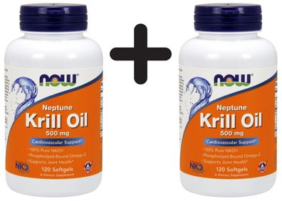 2 x NOW Foods Neptune Krill Oil, 500mg - 120 softgels