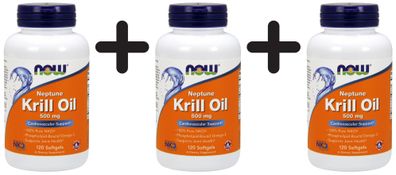 3 x NOW Foods Neptune Krill Oil, 500mg - 120 softgels