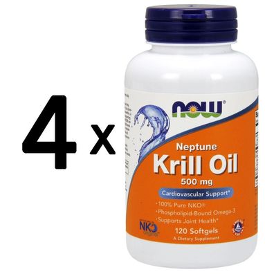 4 x NOW Foods Neptune Krill Oil, 500mg - 120 softgels