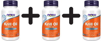 3 x NOW Foods Neptune Krill Oil, 500mg - 60 softgels