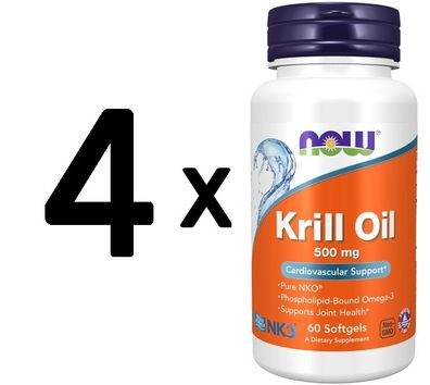 4 x NOW Foods Neptune Krill Oil, 500mg - 60 softgels