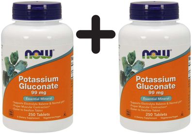 2 x NOW Foods Potassium Gluconate, 99mg - 250 tabs