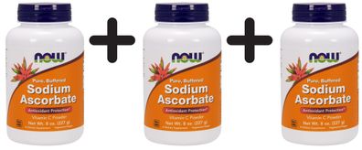 3 x NOW Foods Sodium Ascorbate, Powder Buffered - 227g