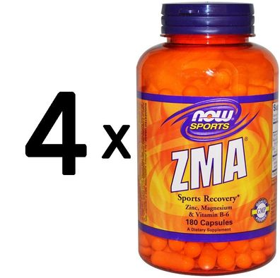 4 x NOW Foods ZMA - Sports Recovery - 180 caps