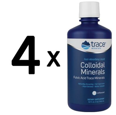4 x Trace Minerals Colloidal Minerals, Unflavored - 946 ml