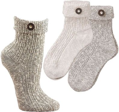 Trachten Umschlag SOCKEN mit angenähtem Trachten-Knopf für Damen und Herren 2 Paar