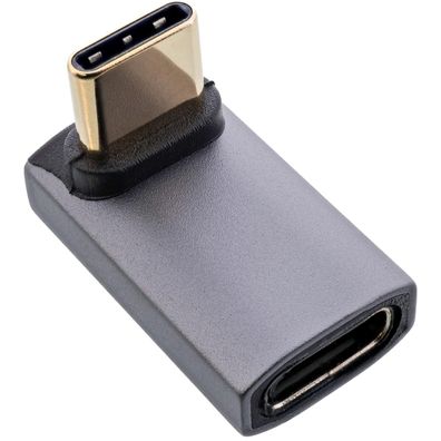 InLine® USB4 Adapter, USB-C Stecker/Buchse oben/unten gewinkelt, Aluminium, grau