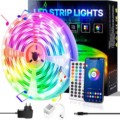 TEKOO LED Stripe, LED- Streifen, Lichtstreifen, Lichterketten, Bluetooth, RGB, 10M