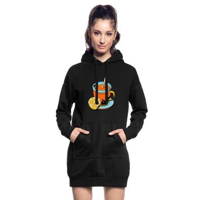 Hoodie-Kleid Kapuzenpullover Motiv Winter Teezeit Gr. S - XL Pullover Sweater schwarz