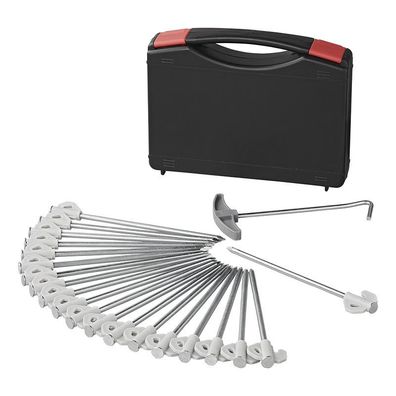 Felsbodenhering 20 cm Metal mit Kunststoffhaken - Set von 20 Stück im Koffer