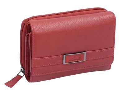Lemondo Reißverschlussdamenbörse, Leder, rot