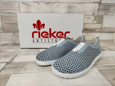 Rieker Damen Slipper leicht durchbrochen jeansblau