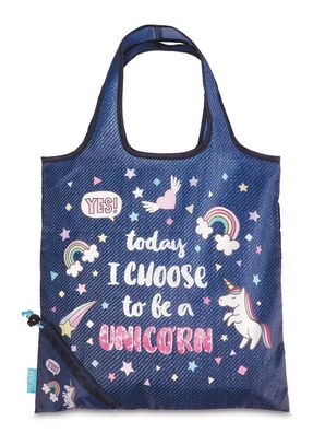 Punta Unicorn Einhorn Einkaufsbeutel, blau "today I choose to be a Unicorn"