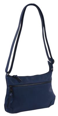 blaue flache Damenhandtasche, Kunstleder