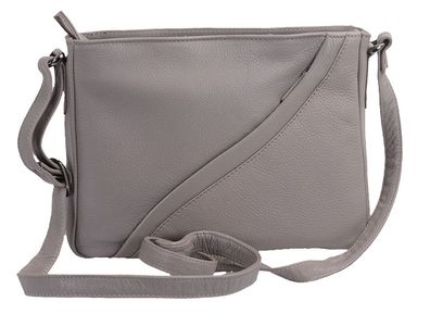 mittlere Ledertasche, taupe, 2 Reißverschluss-Hauptfächer