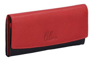 schicke Geldbörse Damen Leder Portemonnaie Cilinie, schwarz-rot