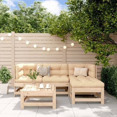 vidaXL 5-tlg. Garten-Lounge-Set Massivholz Kiefer