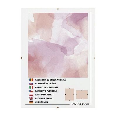 Rahmenloser Kunstglas Plexi Bilderrahmen nach Maß 21x29,7 cm (A4) Cliprahmen