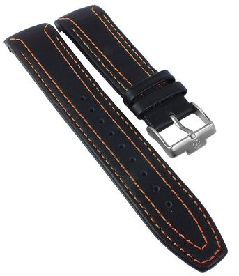 Jacques Lemans | Uhrenarmband Leder schwarz orange Kontrastnaht | U-37D