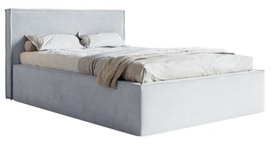 Selsey LUCERA - Polsterbett mit Samtbezug und Stauraum, Hellgrau, 160x200 cm