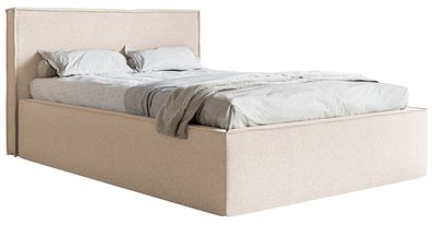 Selsey LUCERA - Polsterbett mit Chenille-Bezug und Stauraum, Hellbeige, 160x200 cm
