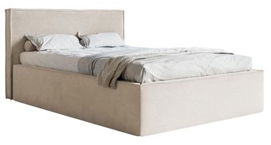 Selsey LUCERA - Polsterbett mit Samtbezug und Stauraum, Greige, 160x200 cm