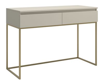 Selsey Bemmi - Schminktisch, Graubeige mit goldenem Metallgestell, 120 cm
