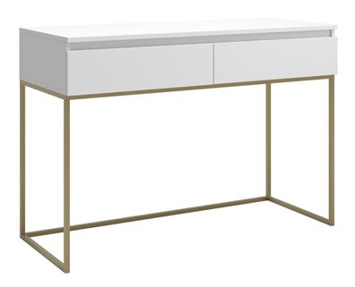 Selsey Bemmi - Schminktisch, Weiß mit goldenem Metallgestell, 120 cm