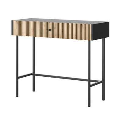 Selsey Divenos - Schminktisch mit Schublade, Schwarz / Holzoptik Eiche, 93 cm