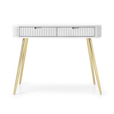 Selsey Zova - Schminktisch mit 2 Schubladen, weiß mit goldenen Beinen, 110 cm