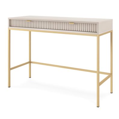 Selsey Vellore - Schminktisch mit Schublade, greige mit goldfarbenem Gestell, 104 cm