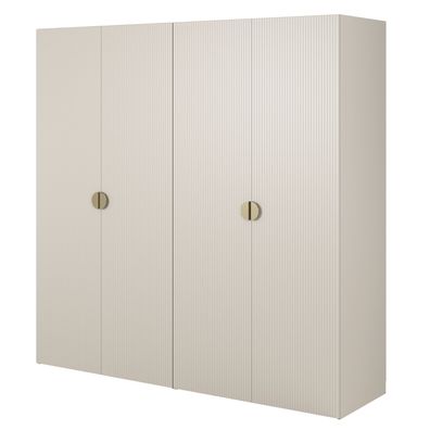 Selsey Moonir - Kleiderschrank 4-türig mit Stange und Schubladen, 200 cm, greige