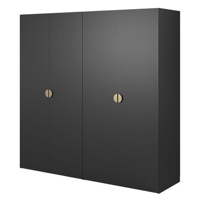 Selsey Moonir - Kleiderschrank 4-türig mit 2 Stangen, 200 cm, schwarz