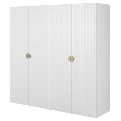 Selsey Moonir - Kleiderschrank 4-türig mit 2 Stangen, 200 cm, weiß