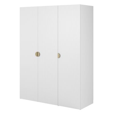 Selsey Moonir - Kleiderschrank 3-türig mit langer Stange und Schubladen, 150 cm, weiß