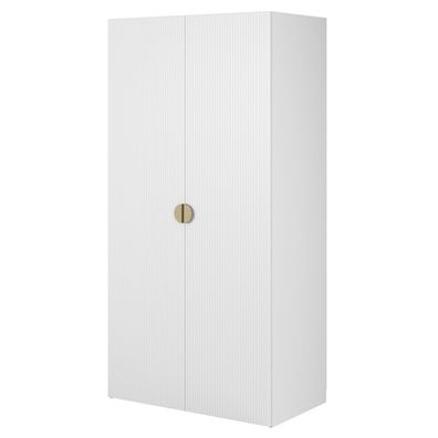 Selsey Moonir - Kleiderschrank 2-türig mit Stange und Regalen, 100 cm, weiß