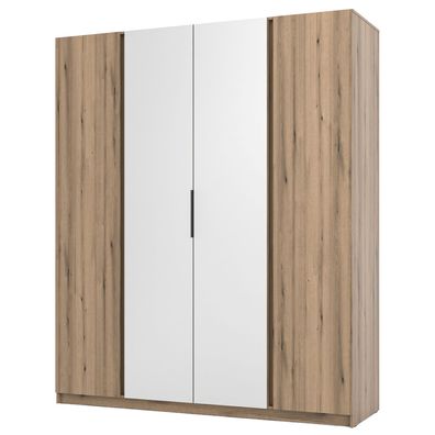 Selsey Kaja - Kleiderschrank 4-türig mit Spiegel, 200 cm, Eiche Evoke