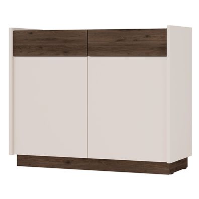 Selsey Kobbe - Sideboard 2-türig mit 2 Schubladen, Beige / Nussbaum, 100 cm