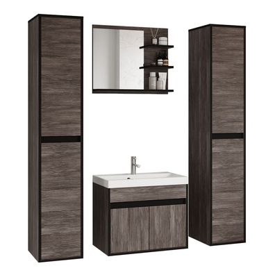 Selsey LUANI - Badezimmermöbel-Set XL mit Waschtischunterschrank Bodega / Schwarz Gra