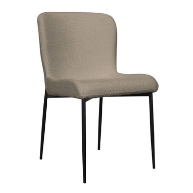 Selsey Neul - Polsterstuhl mit Bouclé-Bezug und schwarzen Metallbeinen, greige